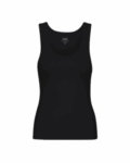 Women Organic Rib Tank Top Deep Black
