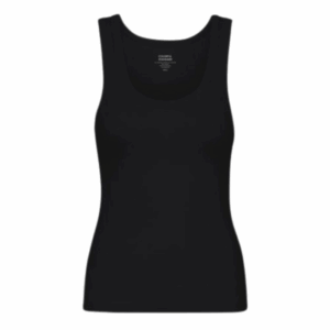 Women Organic Rib Tank Top Deep Black