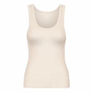 Women Organic Rib Tank Top Ivory White