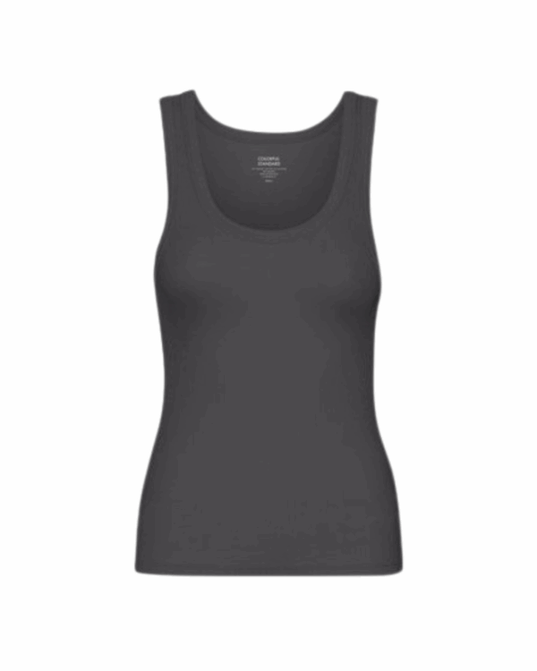 Women Organic Rib Tank Top Lava Grey