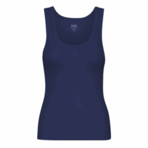 Women Organic Rib Tank Top Marine Blue