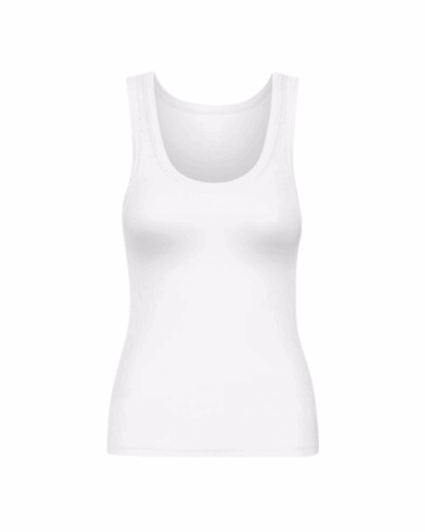 Women Organic Rib Tank Top Optical White