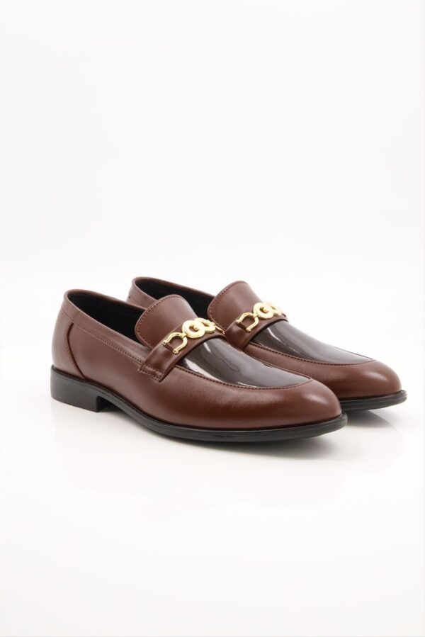 men leather brown formal shoes