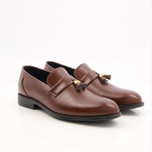 men leather brown formal shoes