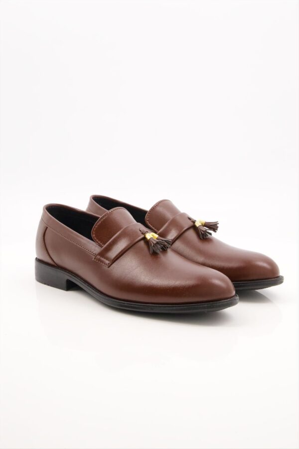 men leather brown formal shoes